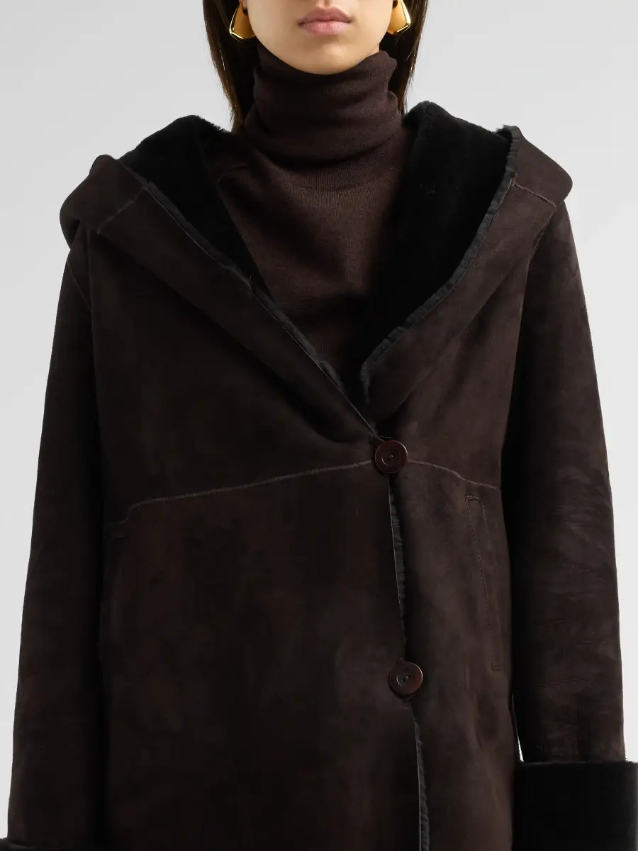 Sofia Cashmere Women's Shearling Hooded Coat | Thumbnail 5