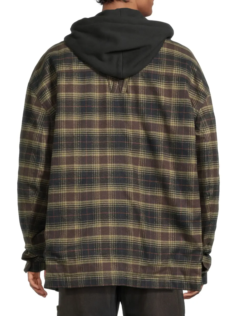 Willy Chavarria Men's Ganadero Plaid Hooded Overshirt | Thumbnail 5
