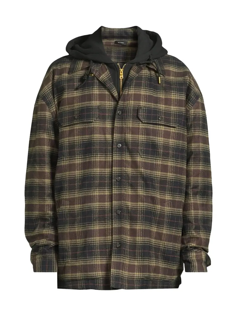 Willy Chavarria Men's Ganadero Plaid Hooded Overshirt