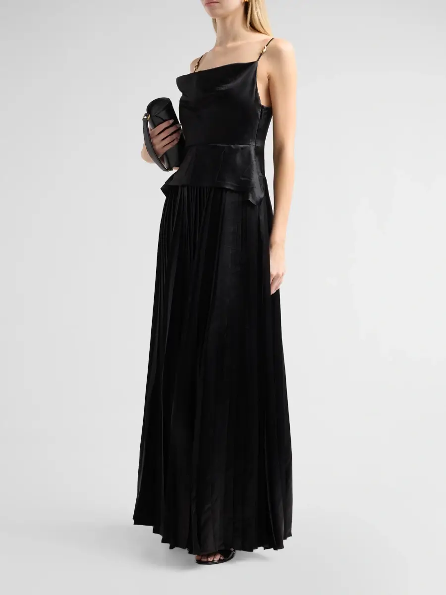 Jason Wu Women's Washed Satin Cowlneck Pleated Gown | Thumbnail 4 Jason Wu Women's Washed Satin Cowlneck Pleated Gown | Thumbnail 4