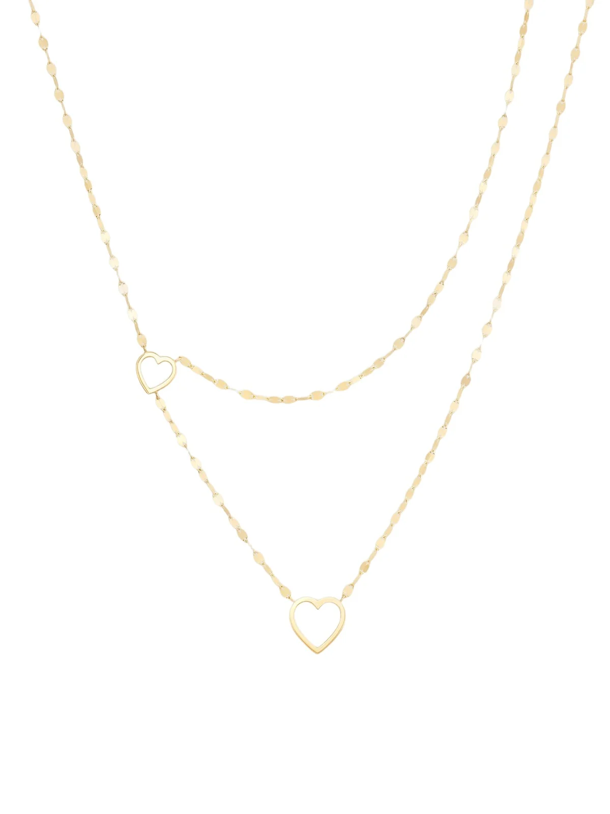Women's 14K Yellow Gold Double-Strand Heart Necklace Women's 14K Yellow Gold Double-Strand Heart Necklace