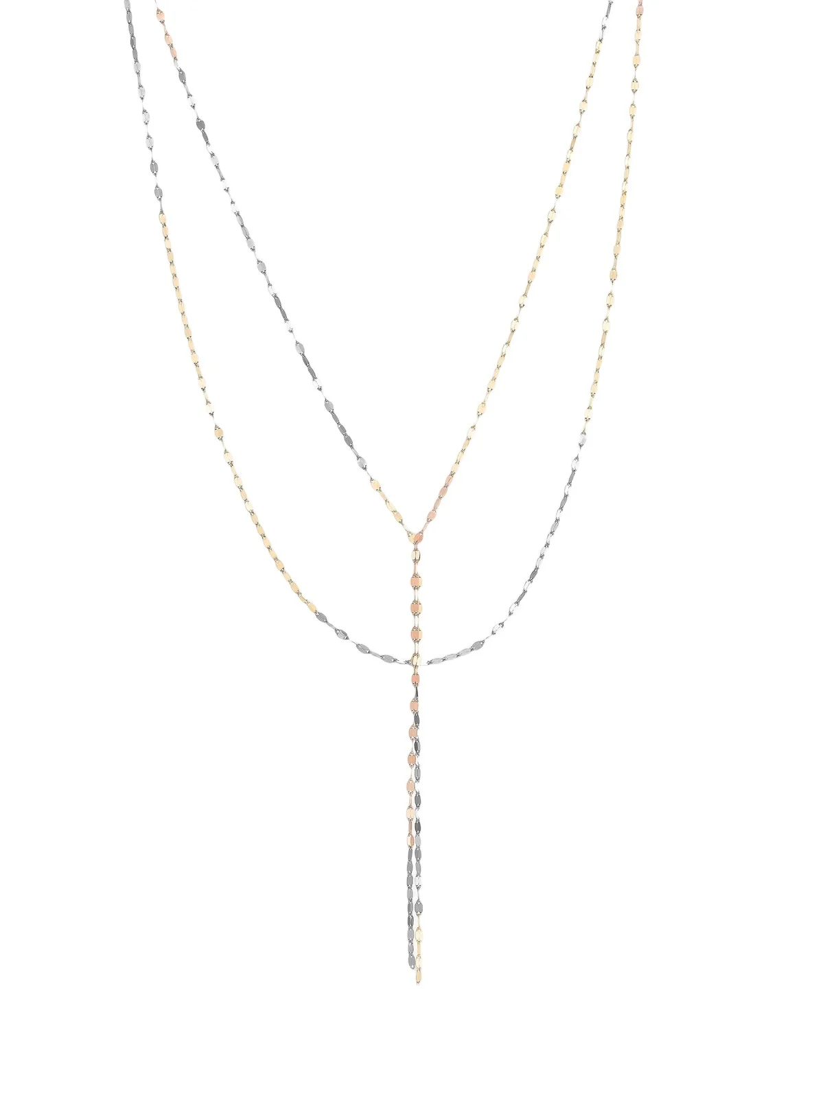 Women's Blake Tri-Tone 14K Gold Double-Strand Lariat Chain Necklace Women's Blake Tri-Tone 14K Gold Double-Strand Lariat Chain Necklace