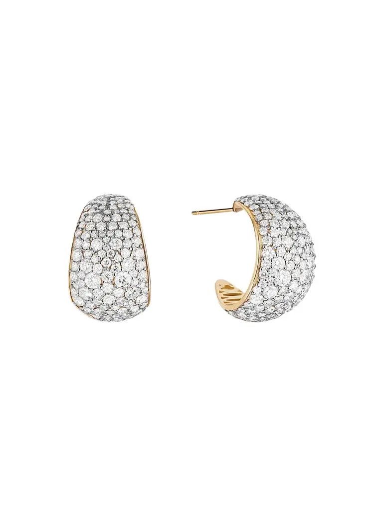 Women's Protofusion 14K Yellow Gold & 2.29 TCW Diamond Huggie Earrings Women's Protofusion 14K Yellow Gold & 2.29 TCW Diamond Huggie Earrings