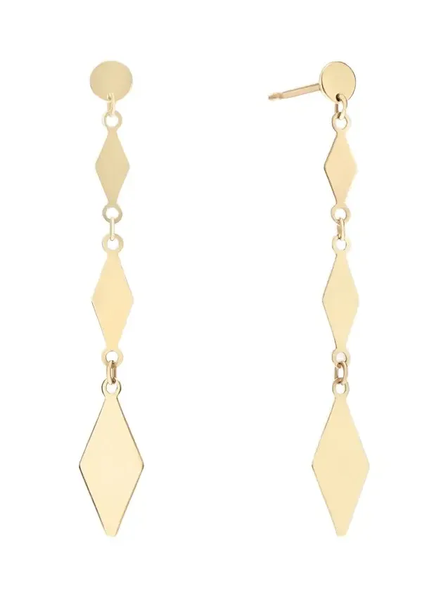 Women's 14K Yellow Gold Kite Chain Drop Earrings Women's 14K Yellow Gold Kite Chain Drop Earrings