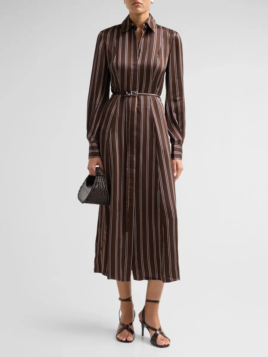 Jason Wu Collection Women's Stripe Belted Long-Sleeve Midi Shirtdress | Thumbnail 2