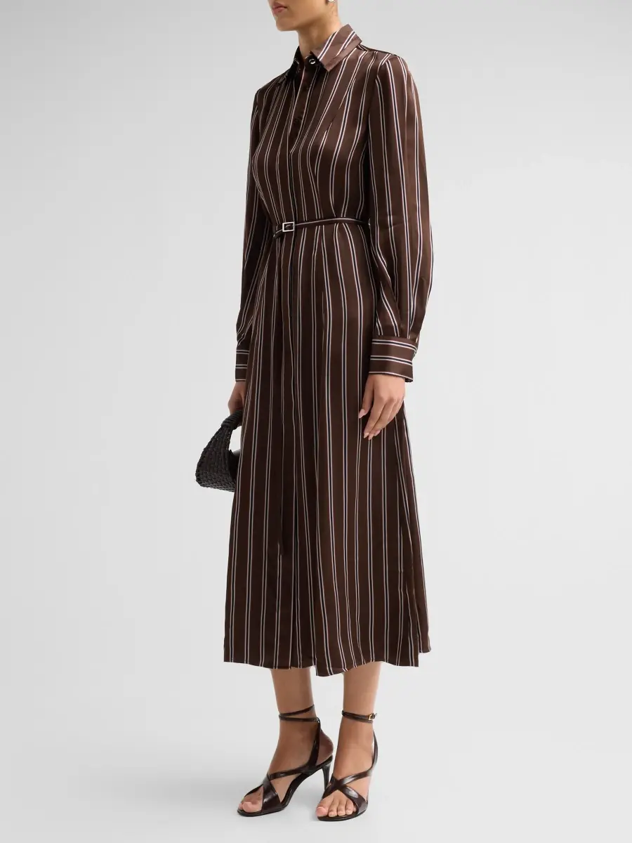 Jason Wu Collection Women's Stripe Belted Long-Sleeve Midi Shirtdress | Thumbnail 4