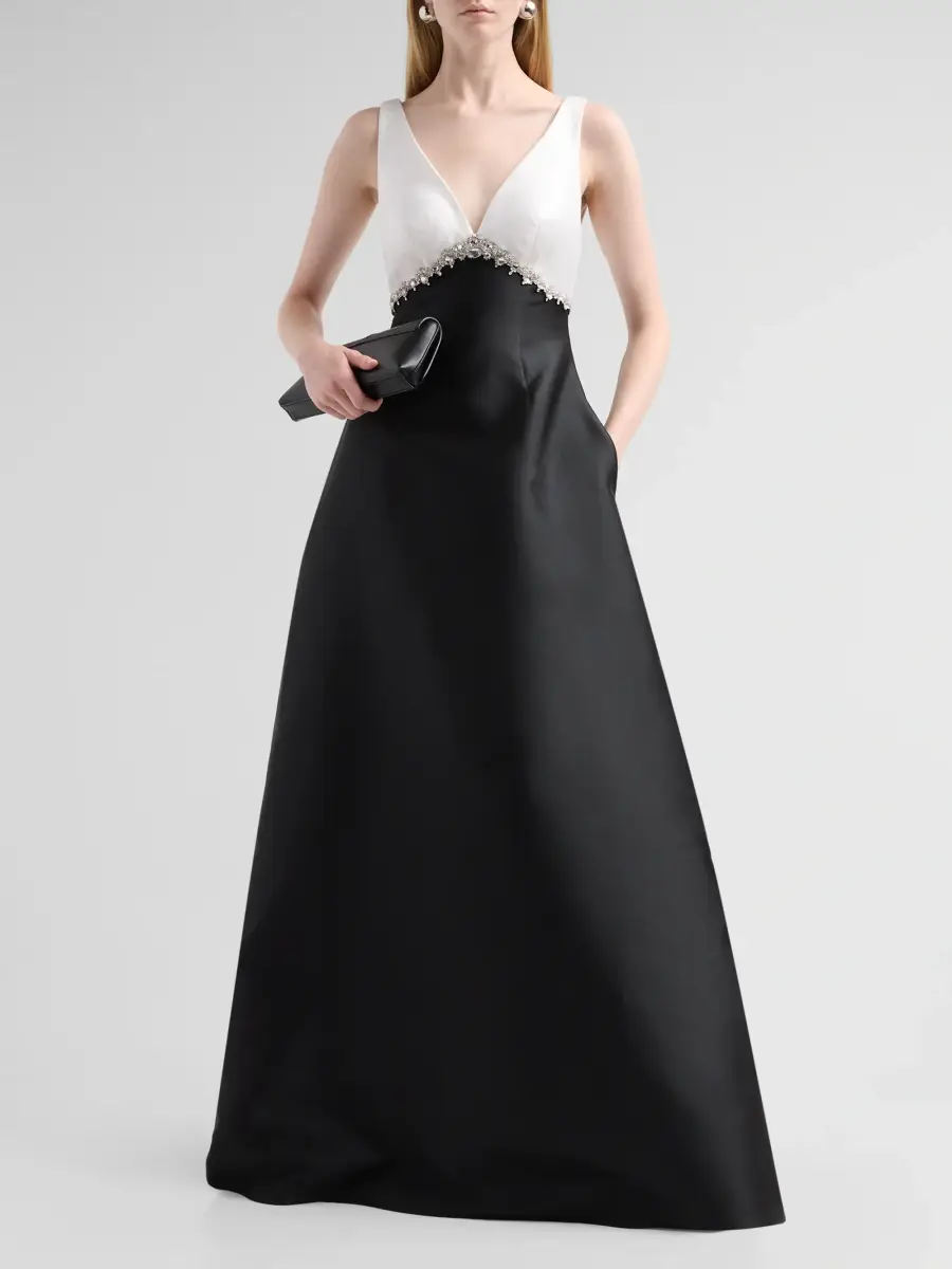PAMELLA ROLAND Women's Embellished Mikado A-Line Gown | Thumbnail 2