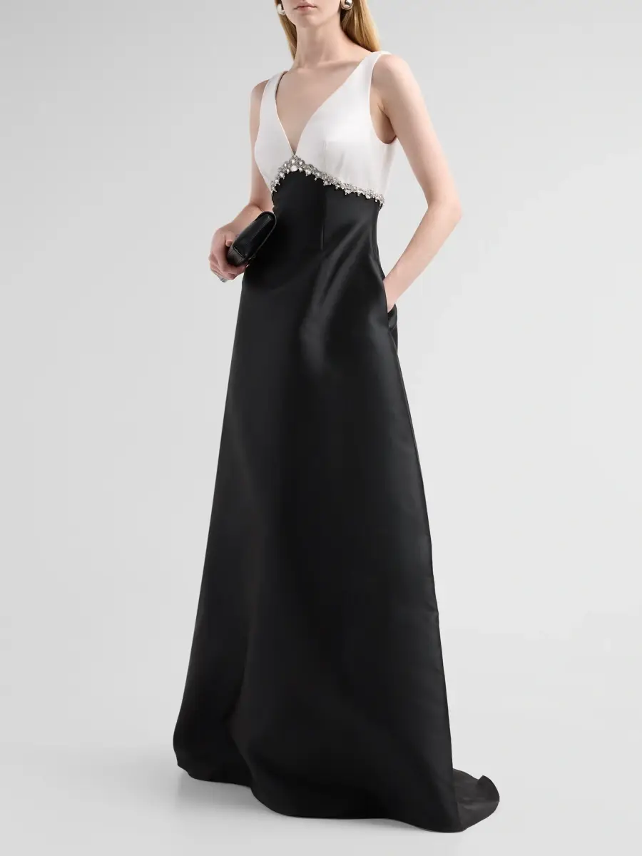 PAMELLA ROLAND Women's Embellished Mikado A-Line Gown | Thumbnail 4