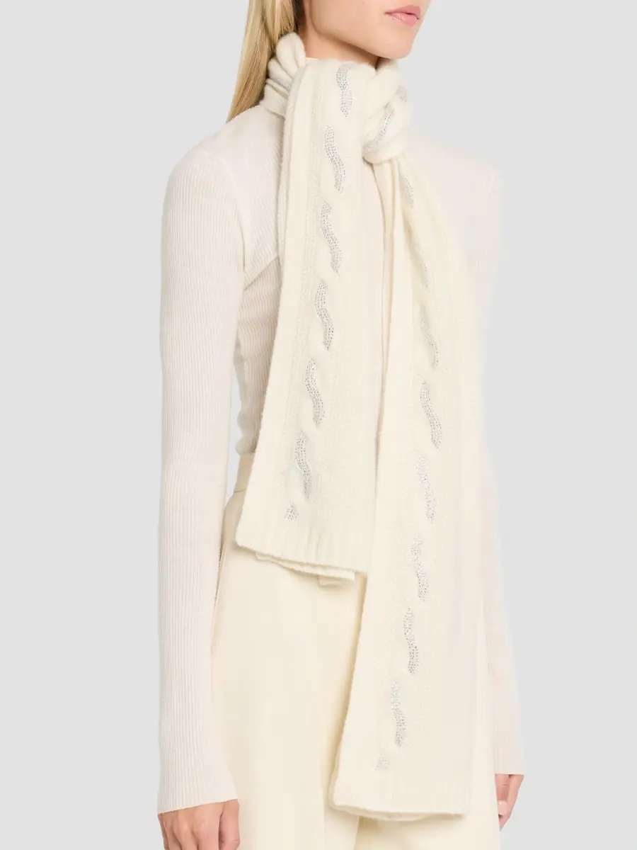Sofia Cashmere Women's Crystal-Embellished Cable-Knit Cashmere Scarf | Thumbnail 3 Sofia Cashmere Women's Crystal-Embellished Cable-Knit Cashmere Scarf | Thumbnail 3