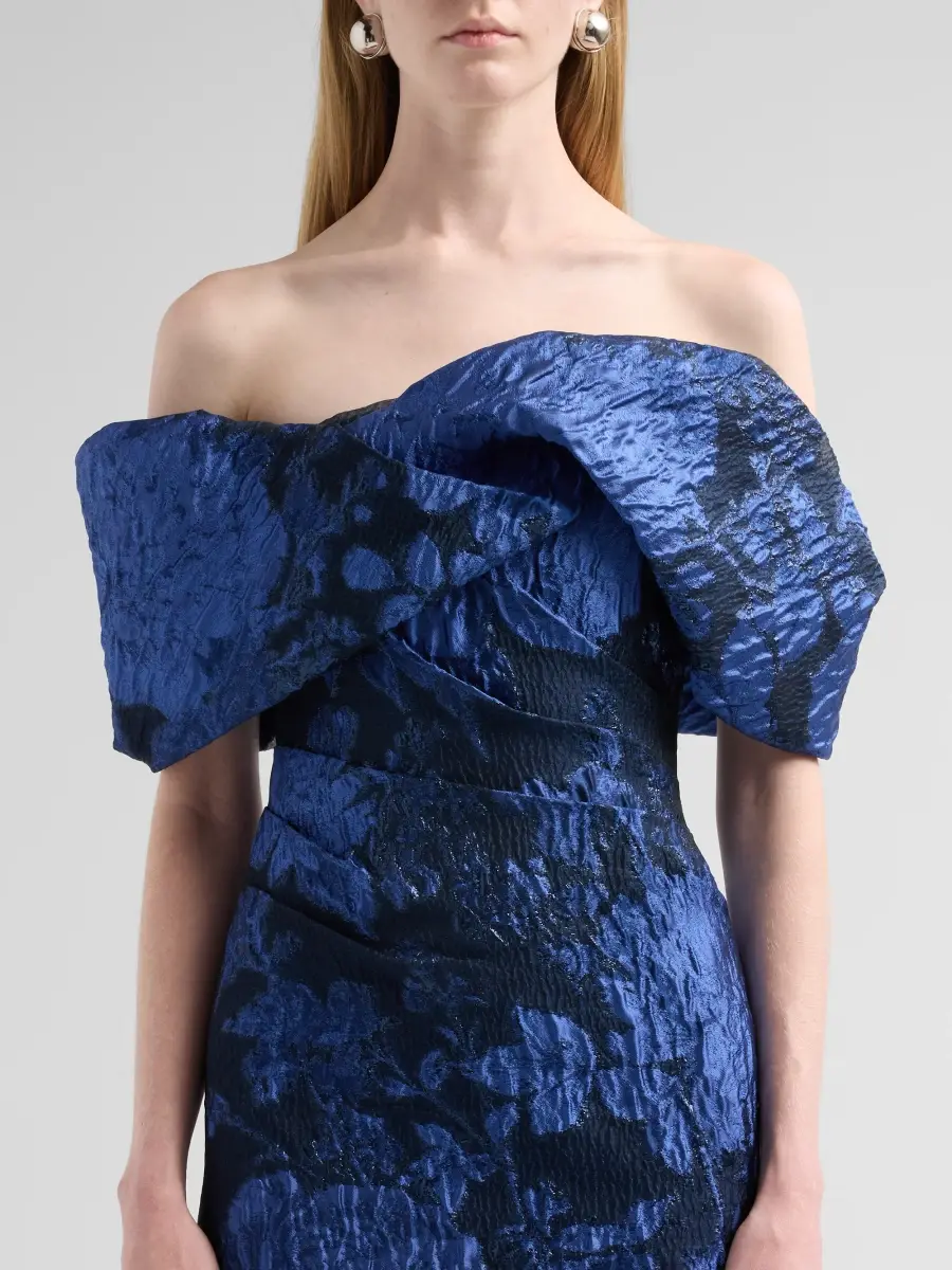 PAMELLA ROLAND Women's Floral Fil Coupé Off-Shoulder Gown | Thumbnail 5
