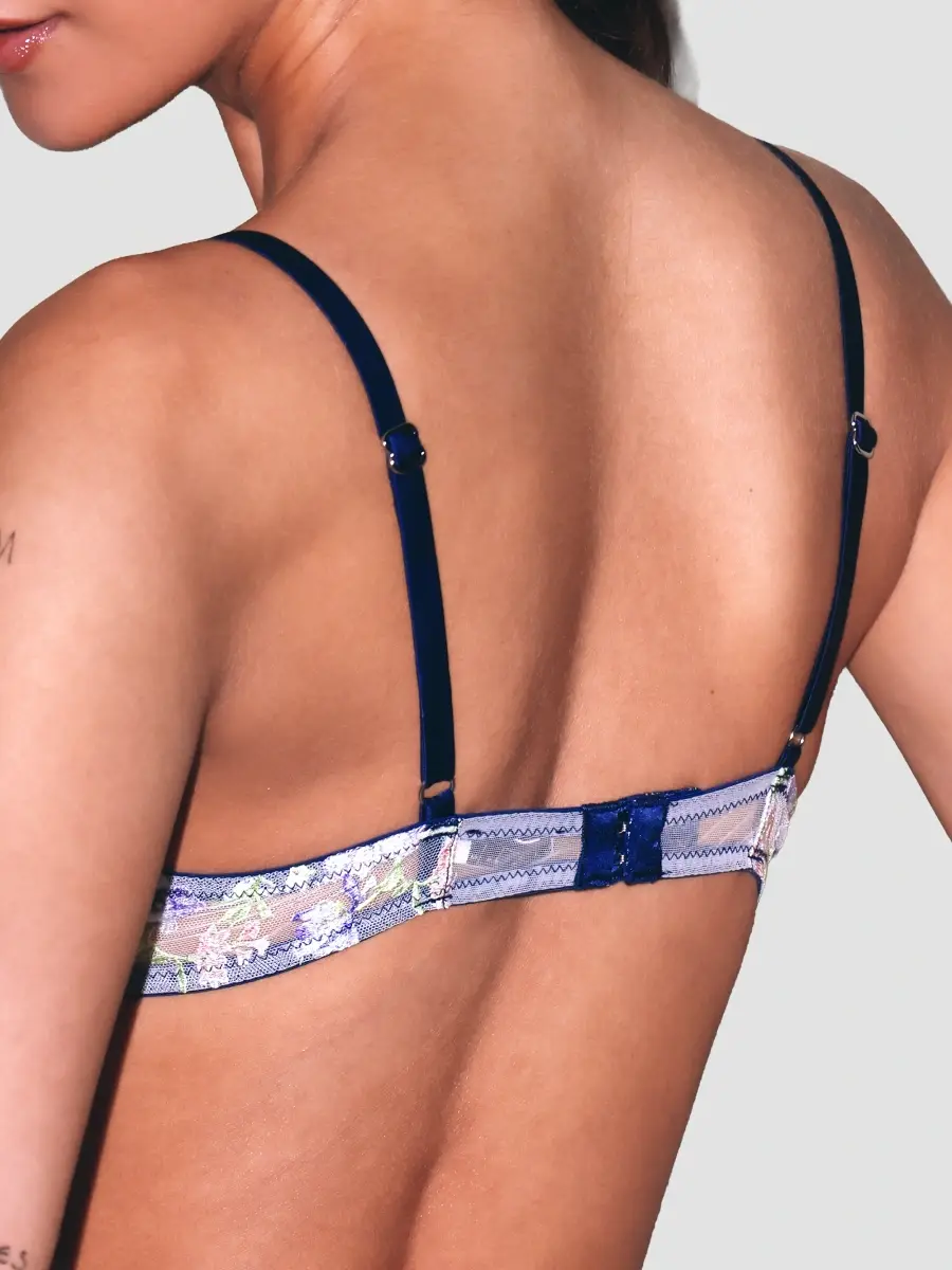 Fleur du Mal Women's Elara Embroidered Silk-Blend Demi Bra | Thumbnail 3