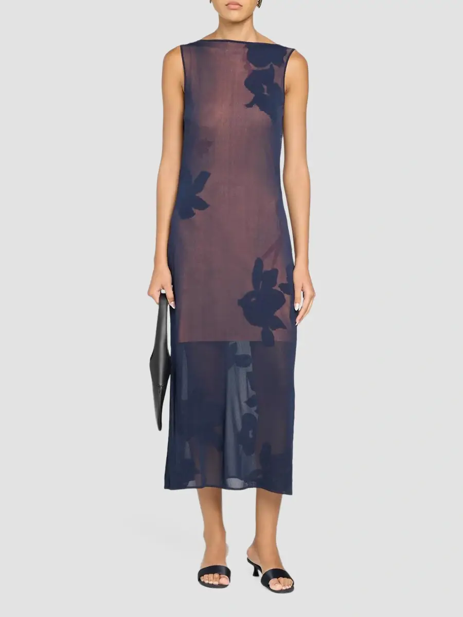Jason Wu Collection Women's Floral Intarsia Cowlback Midi Dress | Thumbnail 2 Jason Wu Collection Women's Floral Intarsia Cowlback Midi Dress | Thumbnail 2