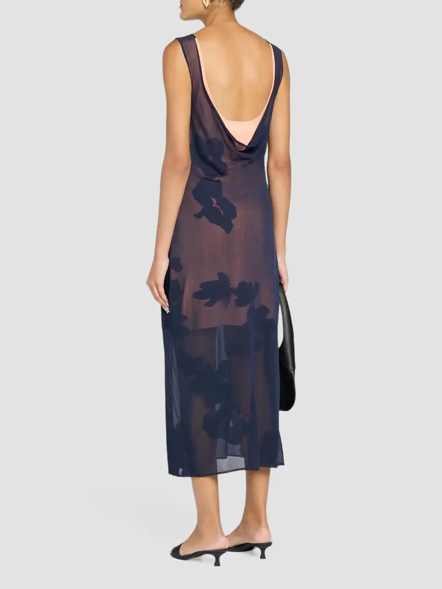 Jason Wu Collection Women's Floral Intarsia Cowlback Midi Dress | Thumbnail 3 Jason Wu Collection Women's Floral Intarsia Cowlback Midi Dress | Thumbnail 3