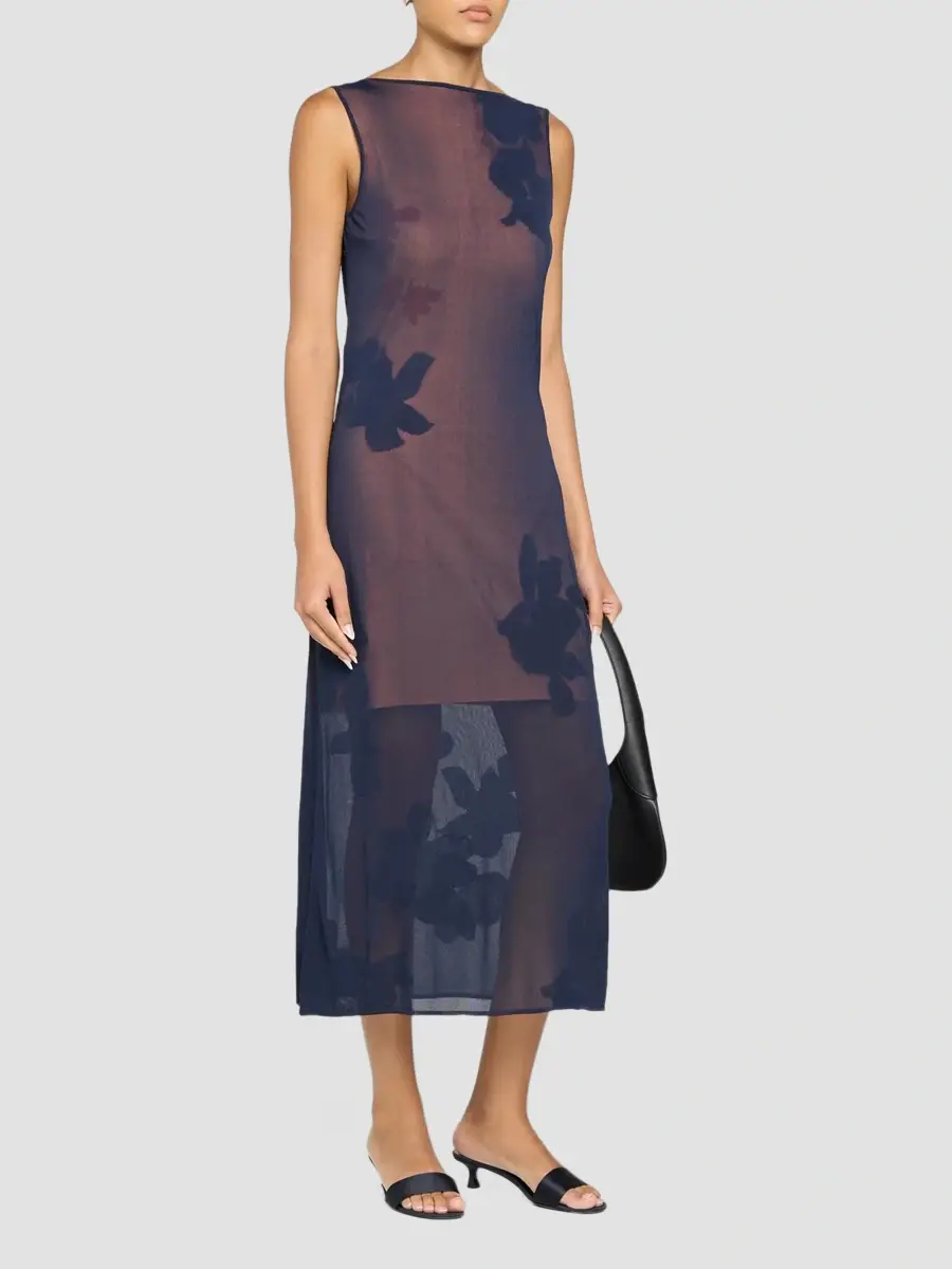 Jason Wu Collection Women's Floral Intarsia Cowlback Midi Dress | Thumbnail 4 Jason Wu Collection Women's Floral Intarsia Cowlback Midi Dress | Thumbnail 4
