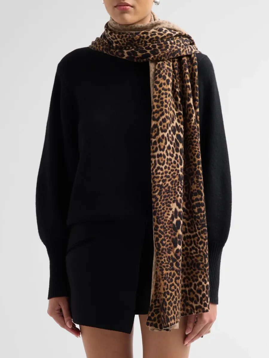 Sofia Cashmere Women's Leopard-Print Cashmere Wrap | Thumbnail 3 Sofia Cashmere Women's Leopard-Print Cashmere Wrap | Thumbnail 3