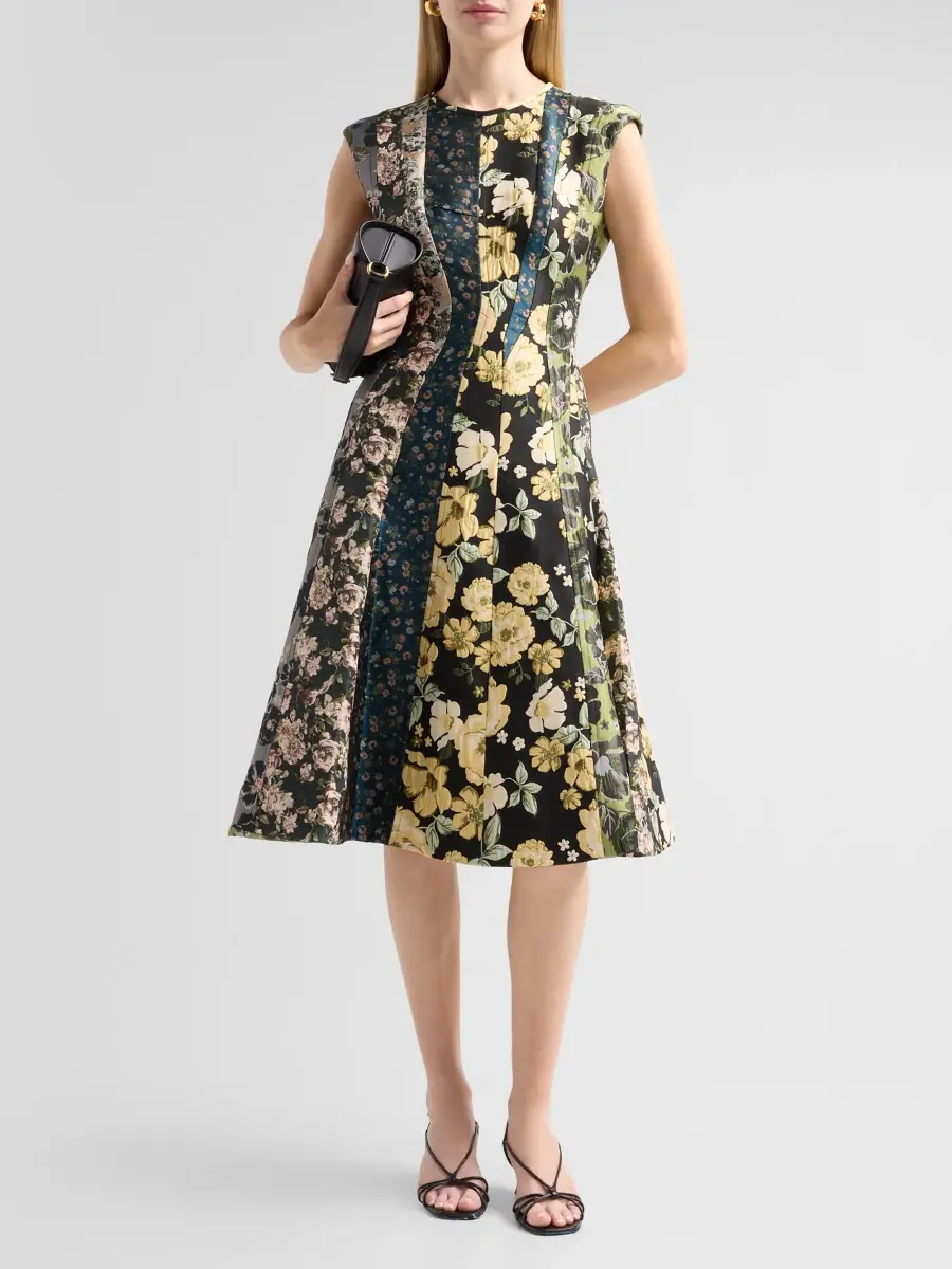 Jason Wu Collection Women's Mixed Floral Jacquard Paneled Midi Dress | Thumbnail 2