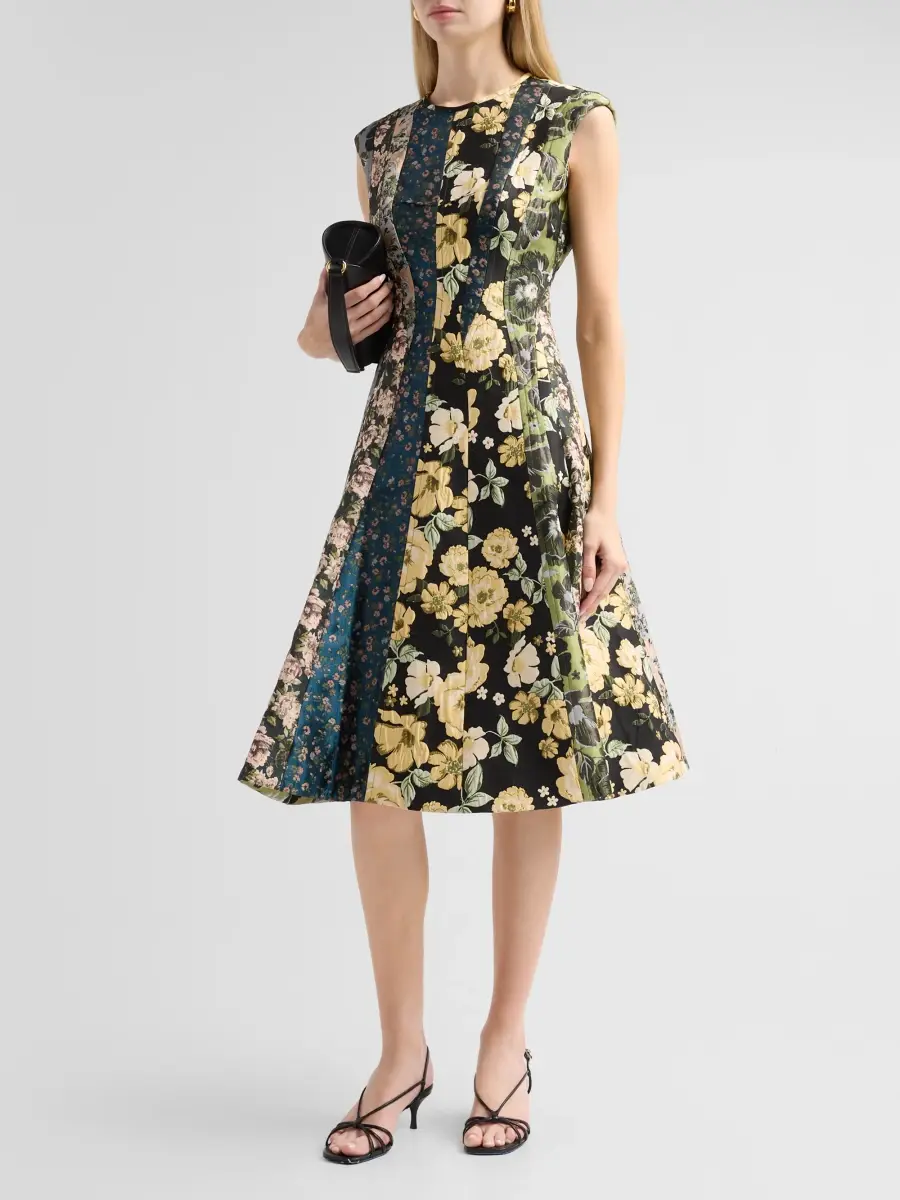 Jason Wu Collection Women's Mixed Floral Jacquard Paneled Midi Dress | Thumbnail 4