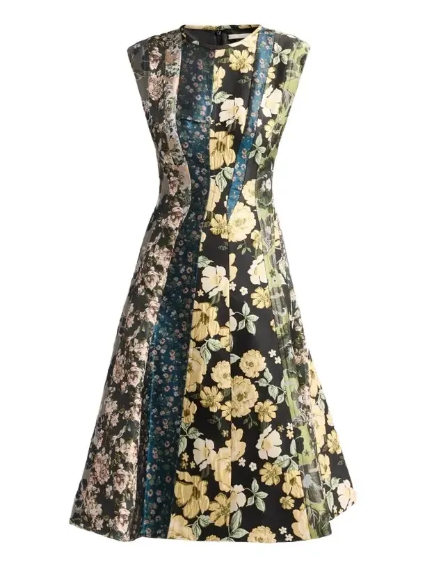 Jason Wu Collection Women's Mixed Floral Jacquard Paneled Midi Dress