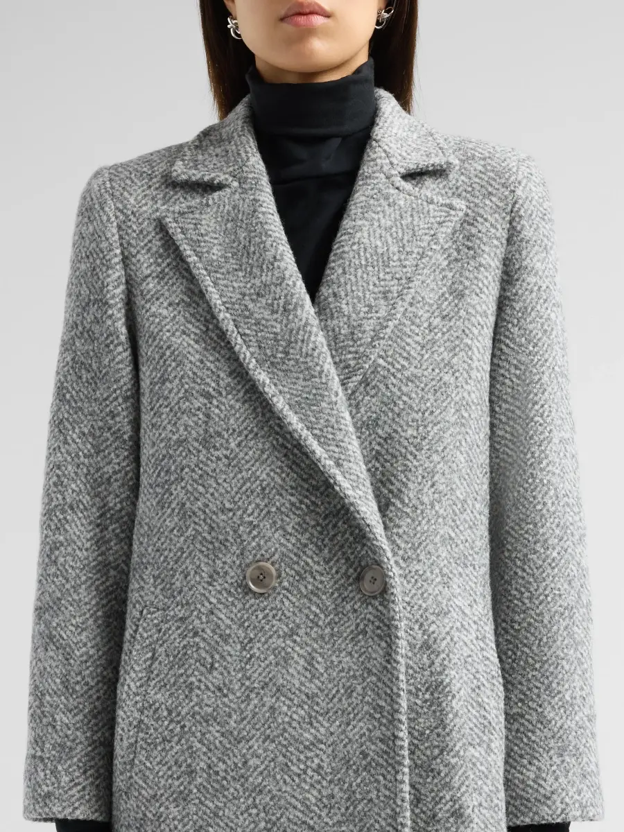 Sofia Cashmere Women's Herringbone Double-Breasted Long Coat | Thumbnail 5 Sofia Cashmere Women's Herringbone Double-Breasted Long Coat | Thumbnail 5