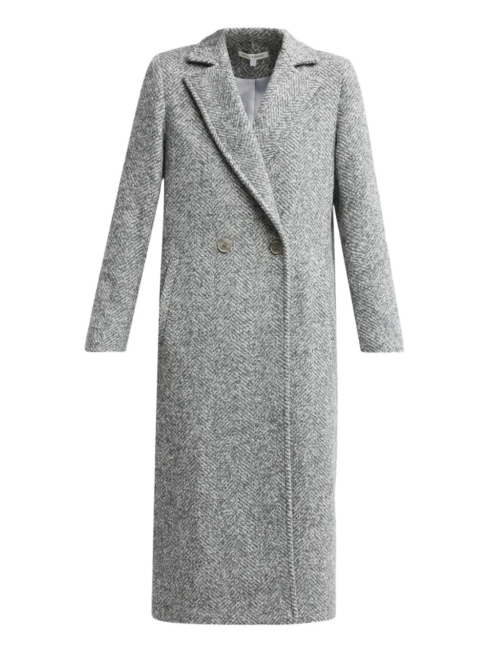 Women's Herringbone Double-Breasted Long Coat Women's Herringbone Double-Breasted Long Coat