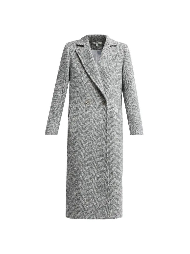 Sofia Cashmere Women's Herringbone Double-Breasted Long Coat
