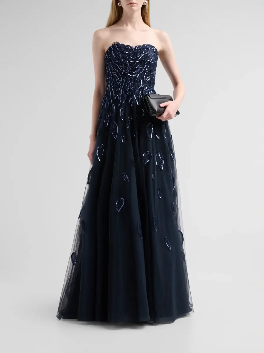 PAMELLA ROLAND Women's Embellished Tulle Strapless Gown | Thumbnail 2 PAMELLA ROLAND Women's Embellished Tulle Strapless Gown | Thumbnail 2