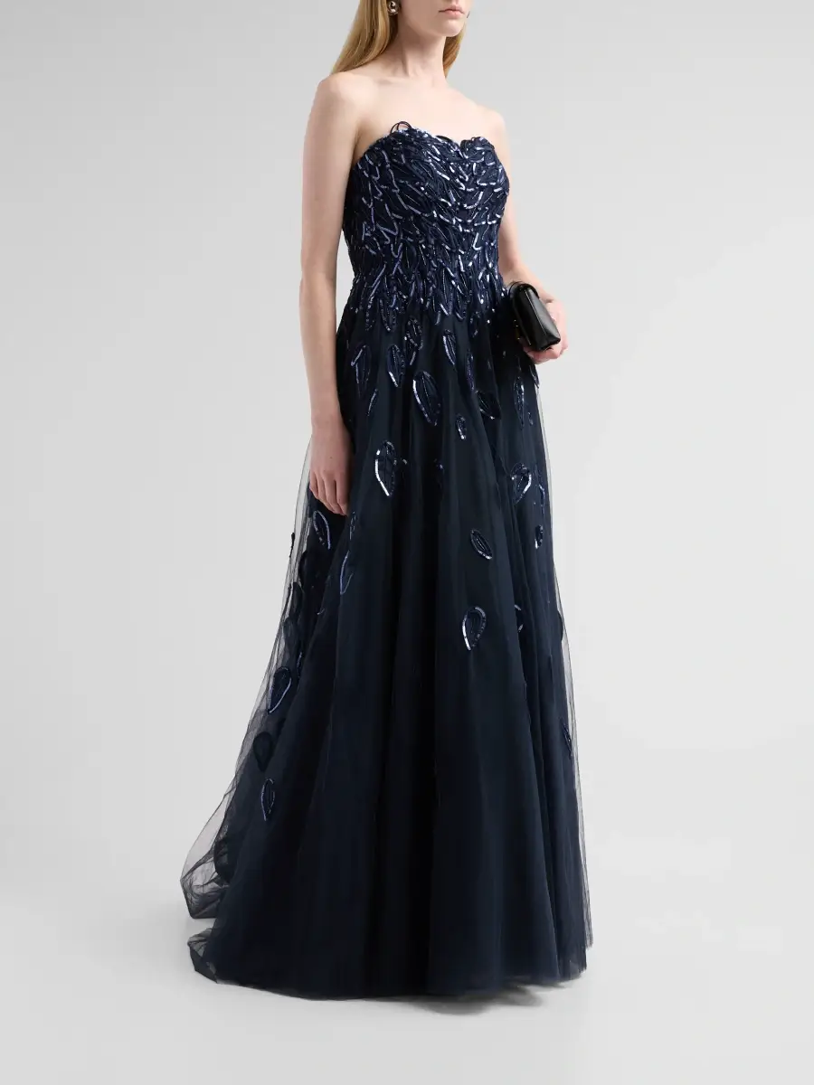 PAMELLA ROLAND Women's Embellished Tulle Strapless Gown | Thumbnail 4 PAMELLA ROLAND Women's Embellished Tulle Strapless Gown | Thumbnail 4
