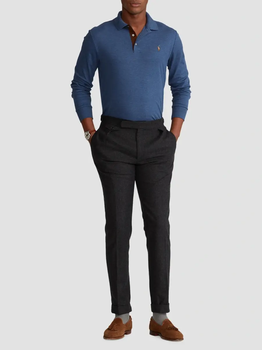 Polo Ralph Lauren Men's Cotton Interlock Long-Sleeve Polo Shirt | Thumbnail 2