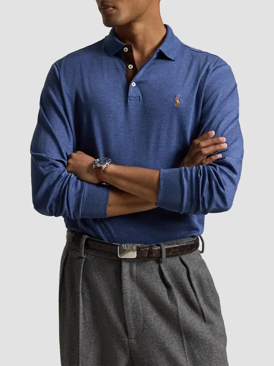 Polo Ralph Lauren Men's Cotton Interlock Long-Sleeve Polo Shirt | Thumbnail 4