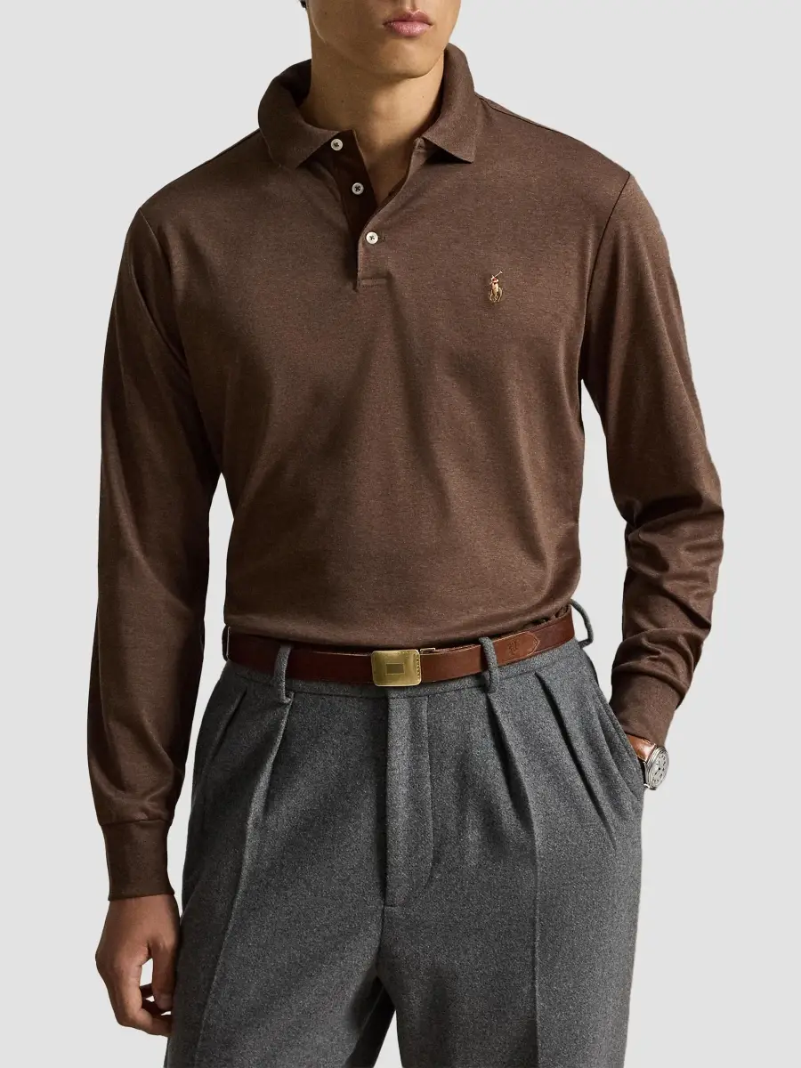 Polo Ralph Lauren Men's Cotton Interlock Long-Sleeve Polo Shirt | Thumbnail 4 Polo Ralph Lauren Men's Cotton Interlock Long-Sleeve Polo Shirt | Thumbnail 4
