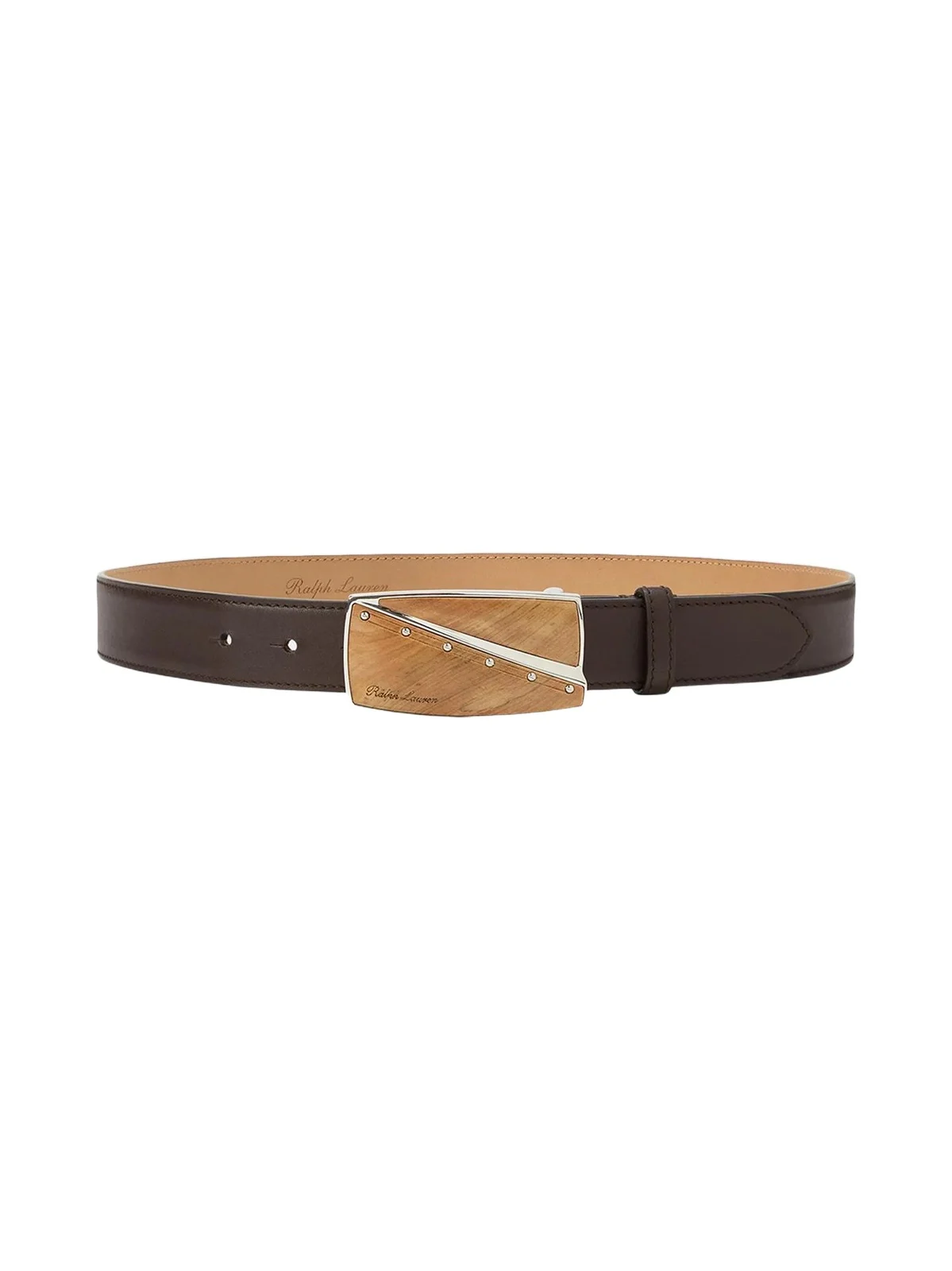 Ralph Lauren Women's Leather Plaque Buckle Belt