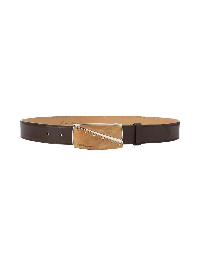 Ralph Lauren Women's Leather Plaque Buckle Belt