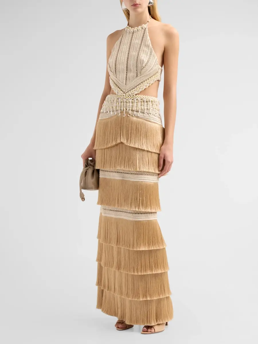 PatBo Women's Crochet Petal-Fringe Halterneck Maxi Dress | Thumbnail 4 PatBo Women's Crochet Petal-Fringe Halterneck Maxi Dress | Thumbnail 4