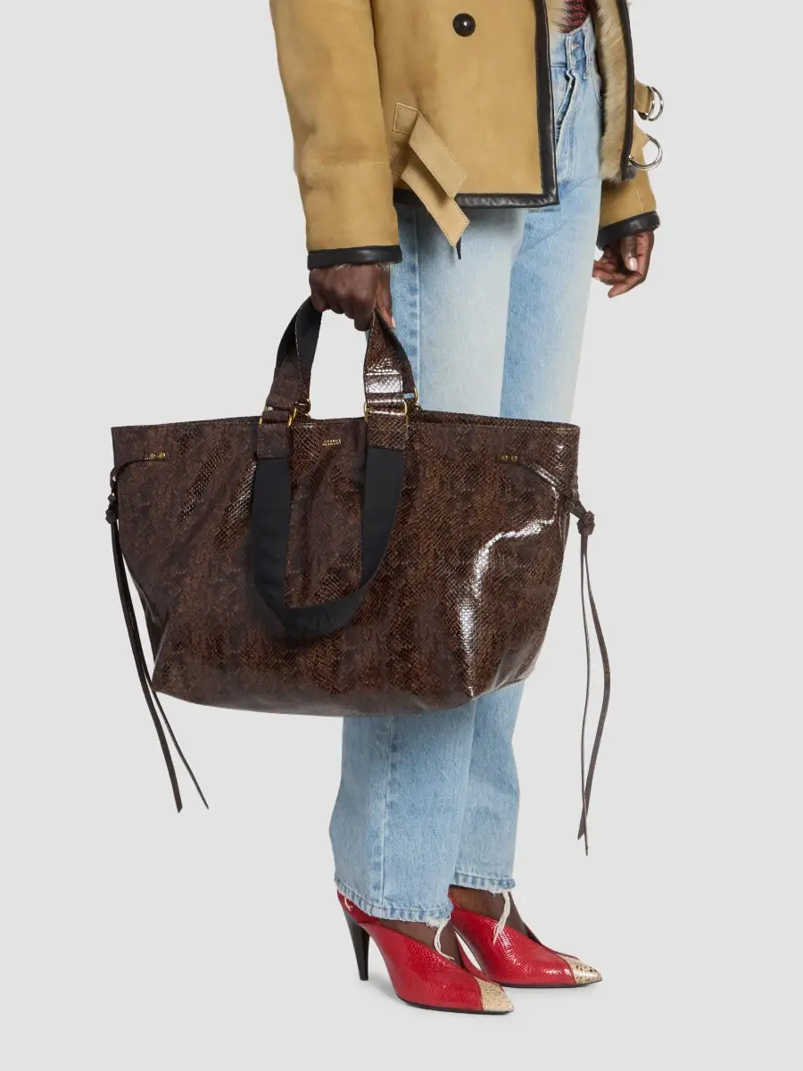 Isabel Marant Women's Wardy Python-Embossed Leather Tote Bag | Thumbnail 2
