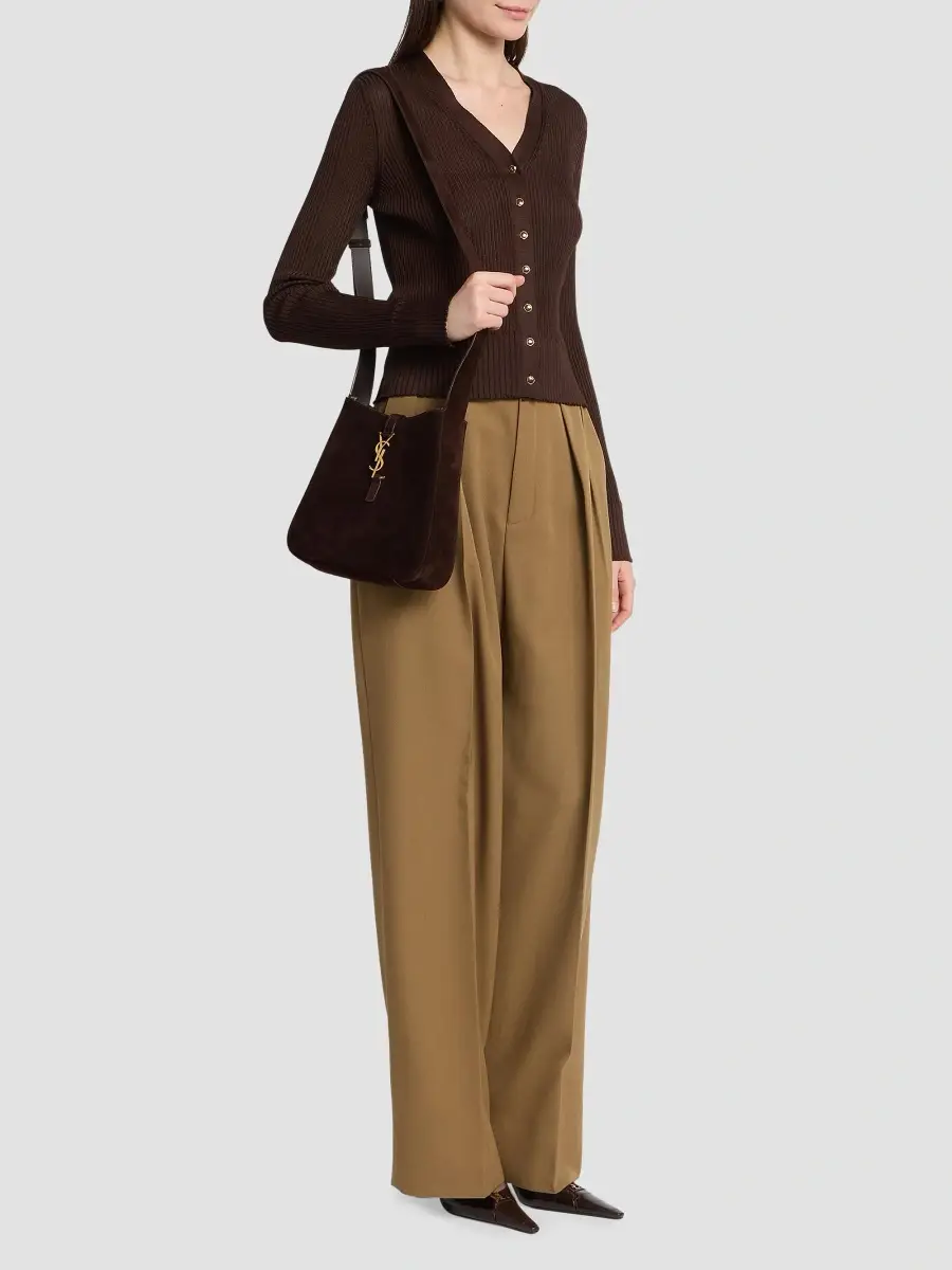 Saint Laurent Women's Le 5 à 7 Supple Small Shoulder Bag in Suede - Arabica | Thumbnail 2