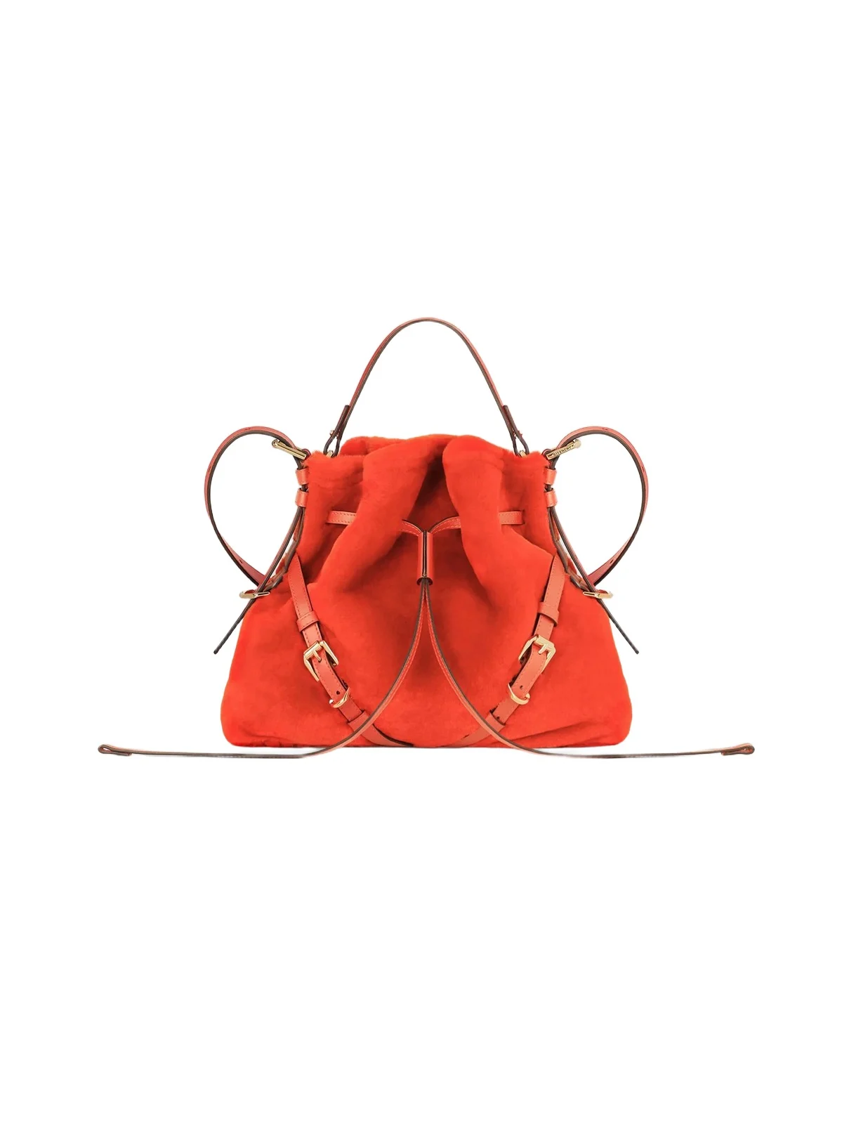 Givenchy Women's Small Voyou Bucket Bag in Faux Fur - Orange