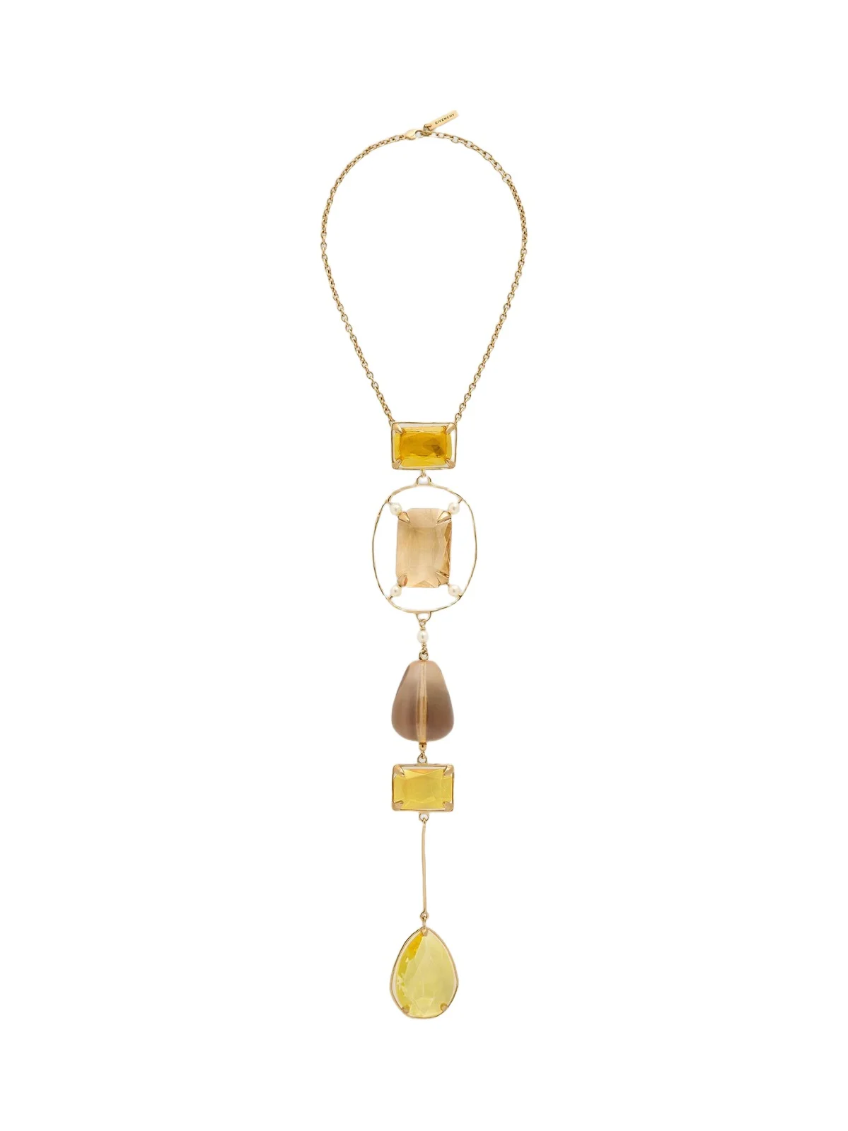Givenchy Women's Rainbow Drop Necklace in Metal and Crystals - Yellow