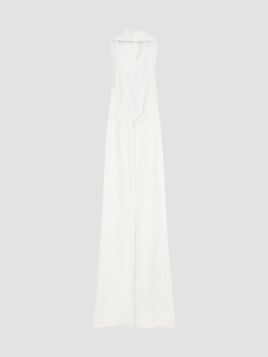 Givenchy Women's Long Draped Halter Neck Dress in Satin Crepe - Off White | Thumbnail 2 Givenchy Women's Long Draped Halter Neck Dress in Satin Crepe - Off White | Thumbnail 2