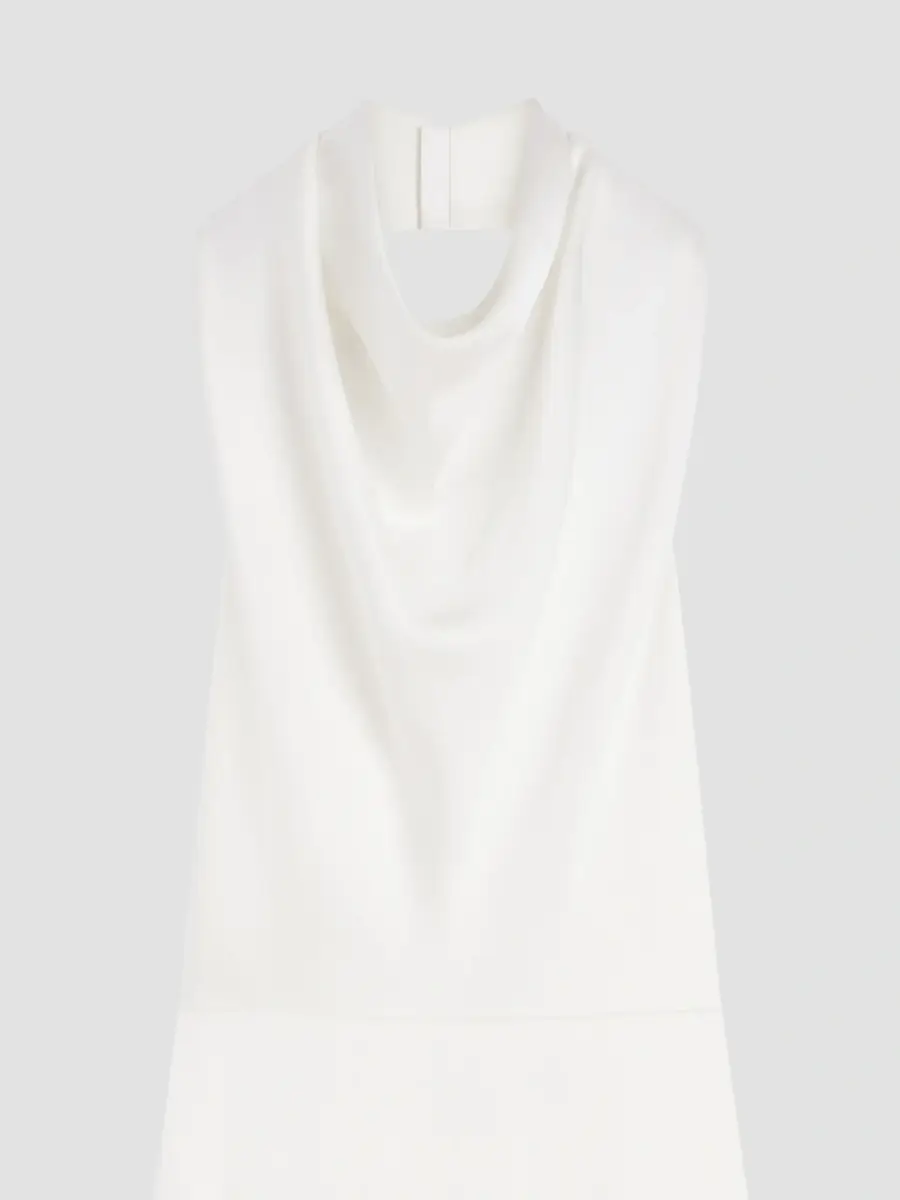 Givenchy Women's Long Draped Halter Neck Dress in Satin Crepe - Off White | Thumbnail 3 Givenchy Women's Long Draped Halter Neck Dress in Satin Crepe - Off White | Thumbnail 3