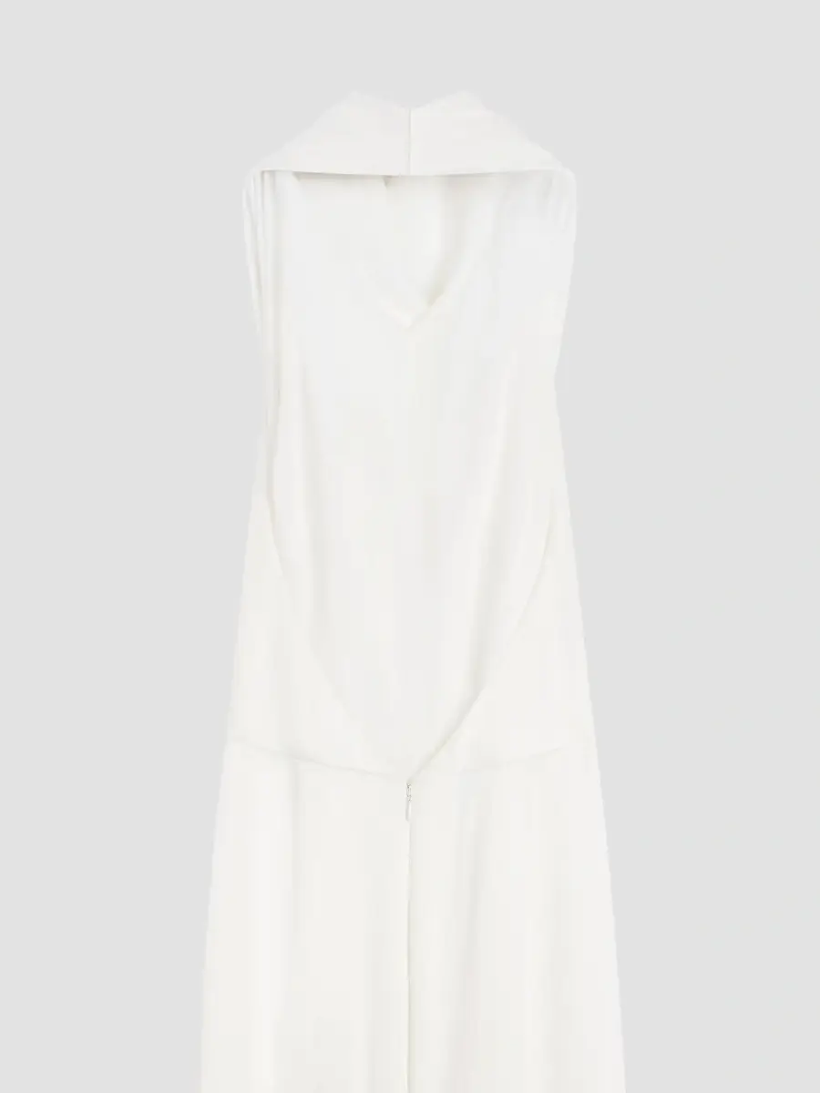 Givenchy Women's Long Draped Halter Neck Dress in Satin Crepe - Off White | Thumbnail 4 Givenchy Women's Long Draped Halter Neck Dress in Satin Crepe - Off White | Thumbnail 4