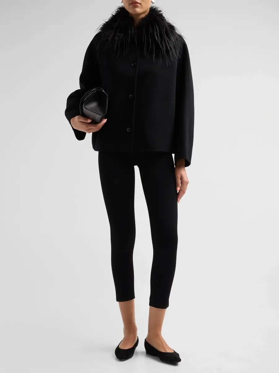 Loulou de Saison Women's Rafe Faux-Fur-Collar Wool Jacket | Thumbnail 2