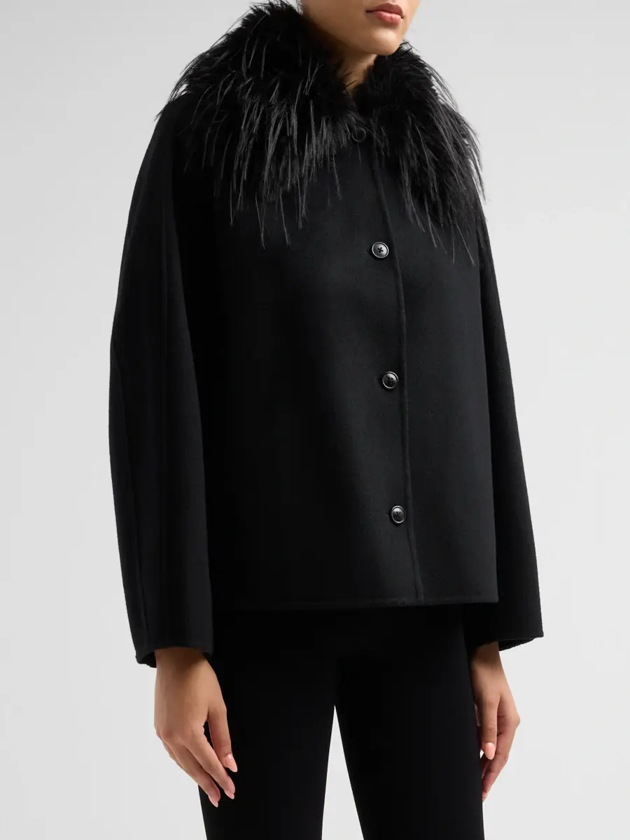 Loulou de Saison Women's Rafe Faux-Fur-Collar Wool Jacket | Thumbnail 4