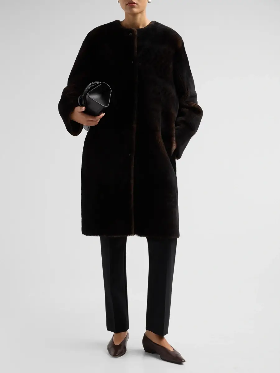 Loulou de Saison Women's Elba Oval-Shaped Shearling Coat | Thumbnail 2 Loulou de Saison Women's Elba Oval-Shaped Shearling Coat | Thumbnail 2
