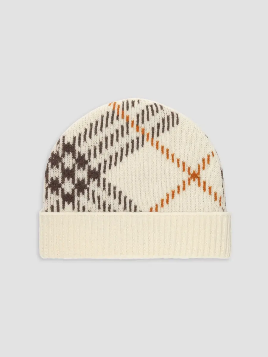 Burberry Men's Core Check Cashmere-Blend Beanie | Thumbnail 2