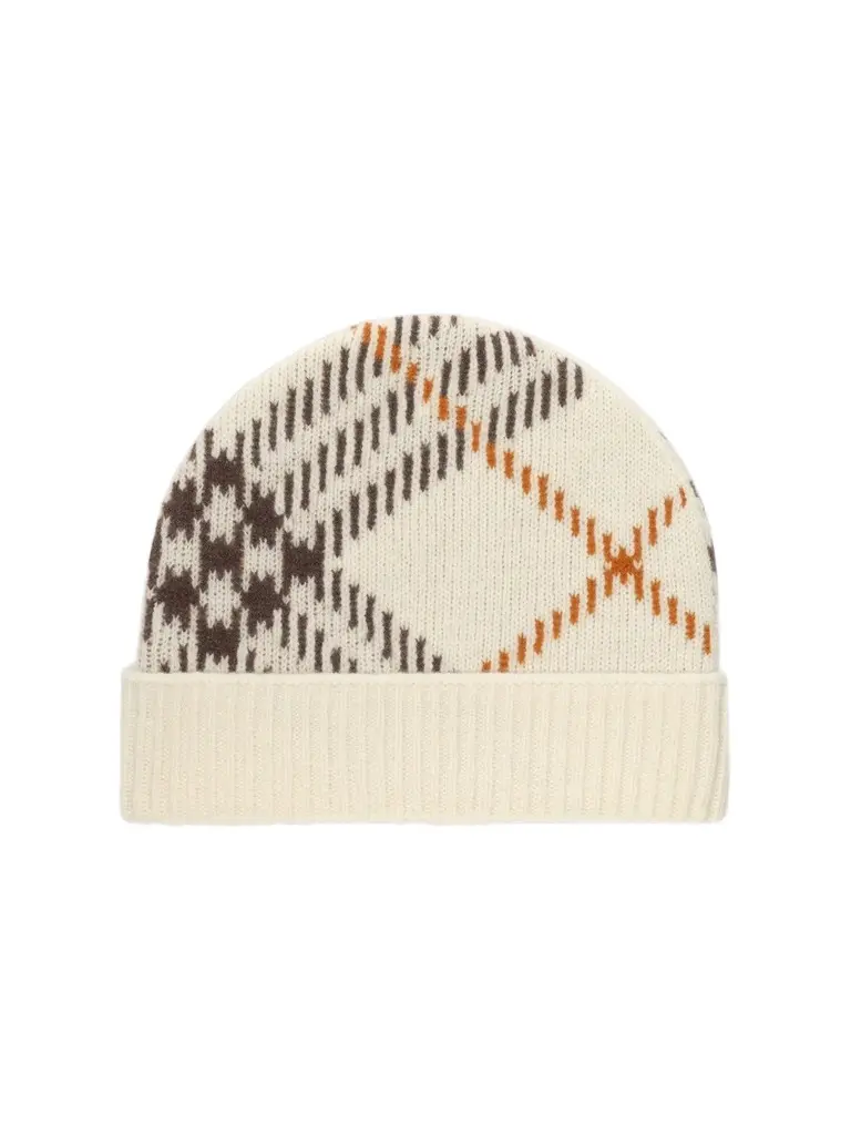 Burberry Men's Core Check Cashmere-Blend Beanie