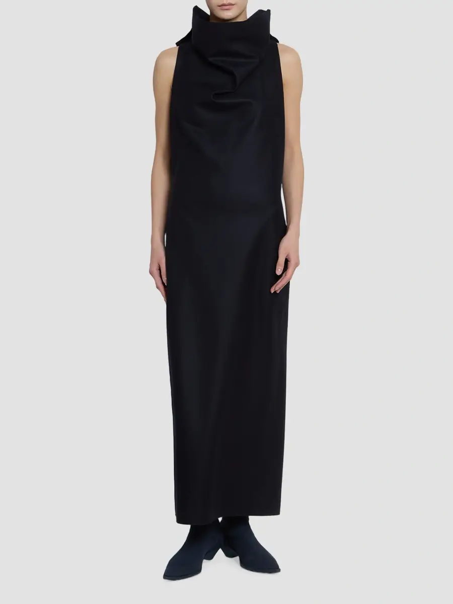 Issey Miyake Women's Shell Highneck Wool-Blend Maxi Dress | Thumbnail 2 Issey Miyake Women's Shell Highneck Wool-Blend Maxi Dress | Thumbnail 2