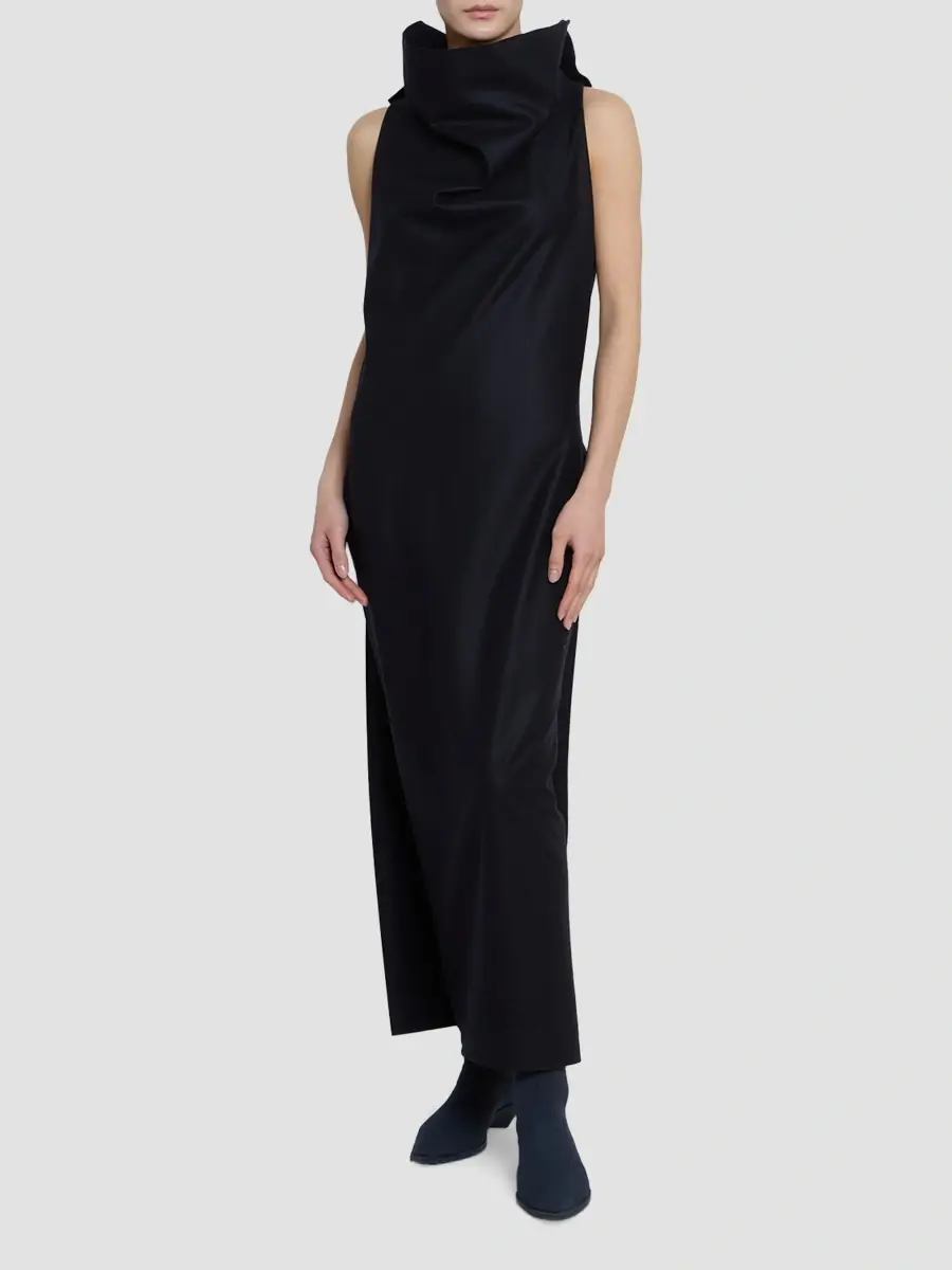 Issey Miyake Women's Shell Highneck Wool-Blend Maxi Dress | Thumbnail 4 Issey Miyake Women's Shell Highneck Wool-Blend Maxi Dress | Thumbnail 4