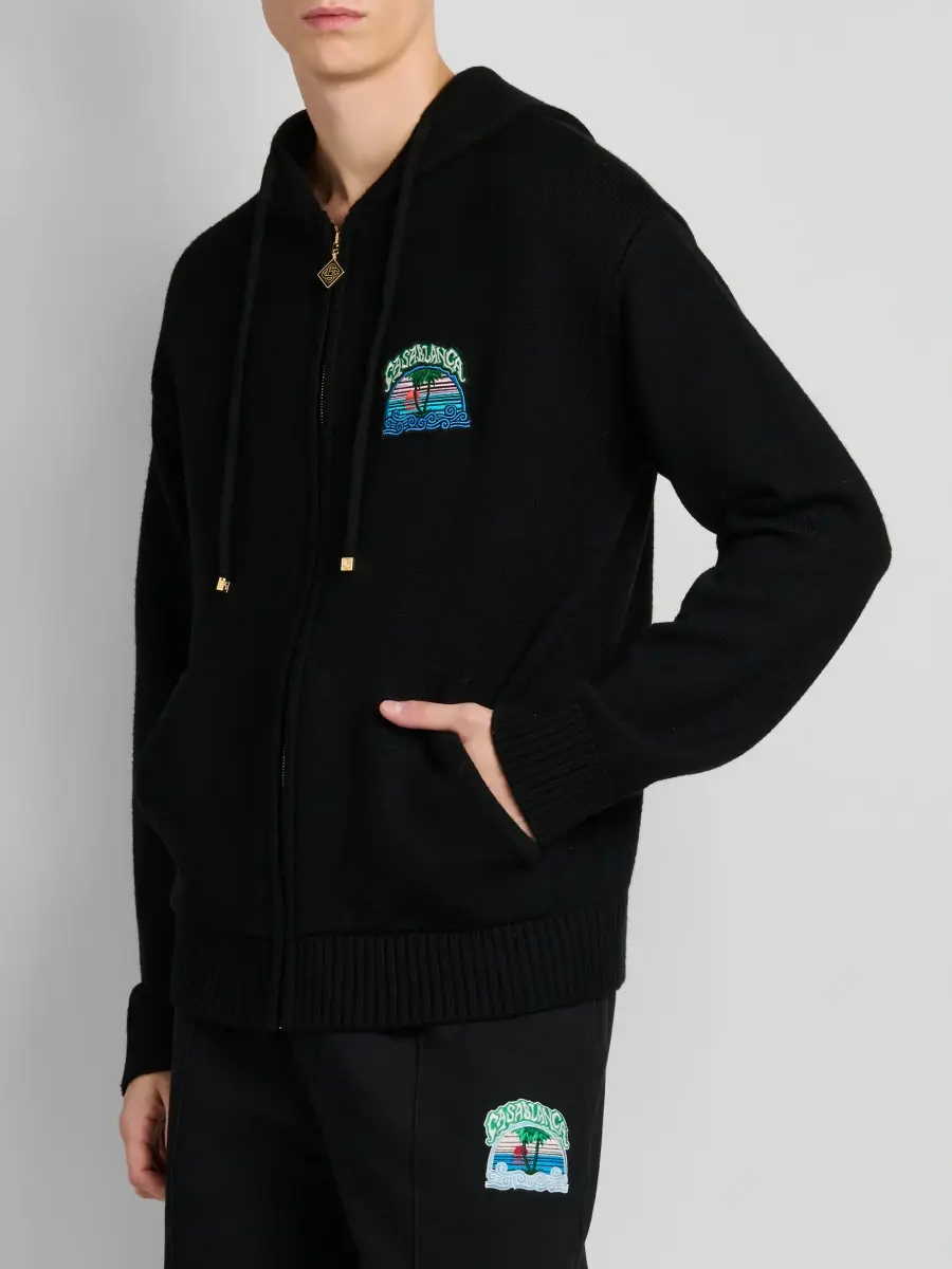 Casablanca Men's Palm Tree Cotton Full-Zip Hoodie | Thumbnail 4 Casablanca Men's Palm Tree Cotton Full-Zip Hoodie | Thumbnail 4