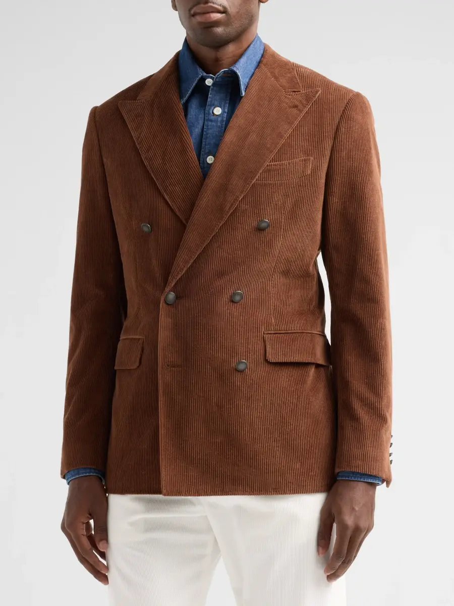 Canali Men's Velvet Corduroy Cotton Double-Breasted Jacket | Thumbnail 4 Canali Men's Velvet Corduroy Cotton Double-Breasted Jacket | Thumbnail 4