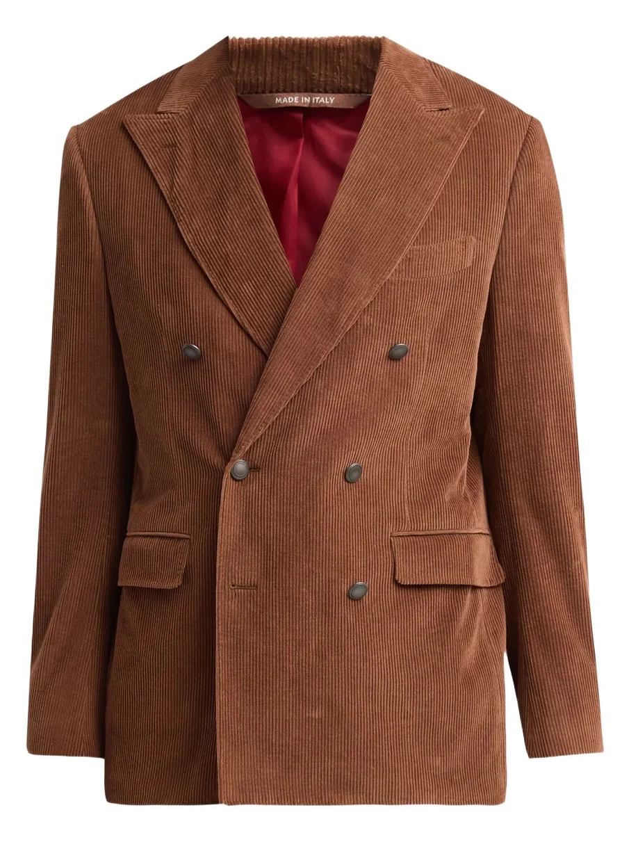 Canali Men's Velvet Corduroy Cotton Double-Breasted Jacket